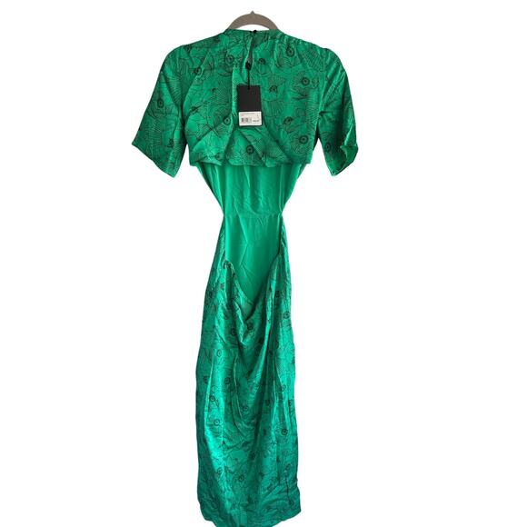 The Kooples Graphic Poppies Cutout Midi Green Dress size Medium New with Tags - Picture 5 of 8